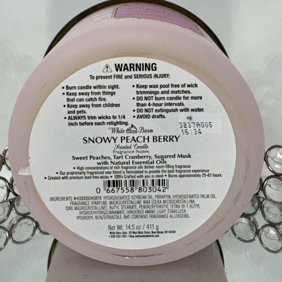 Bath & Body Works Snowy Peach Berry 3-Wick 14.5oz Candle ~ New Discontinued HTF - Picture 4 of 4